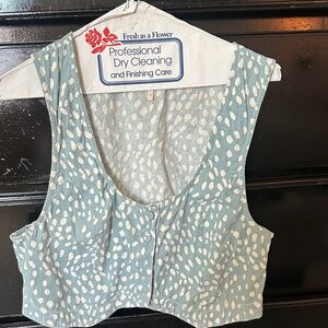 Free people Light Blue and White Printed Sleeveless Crop Tank size8
